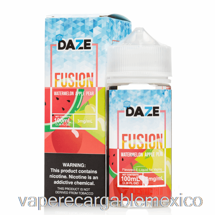 Vape Recargable Helado Sandía Manzana Pera - 7 Daze Fusion - 100ml 3mg